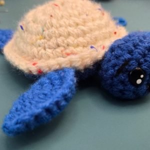 Finished amigurumi sea turtle from crochet pattern