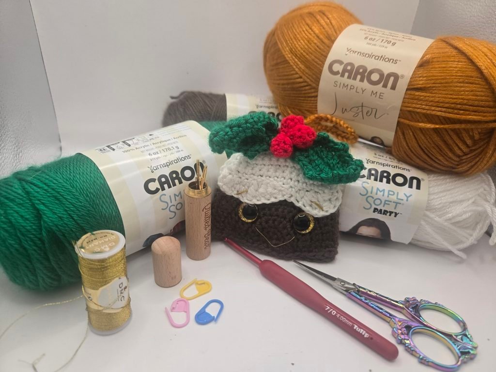 Caron yarn for making a cute hanging christmas pudding